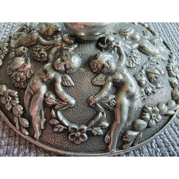 Vintage Heritage Metalworks Pewter Cherub Floral Candlestick Set of 4 (1992) - Picture 9 of 10